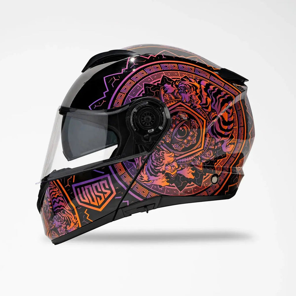 Voss 580 Conquest Gloss Neon Mandala Motorcycle Helmet