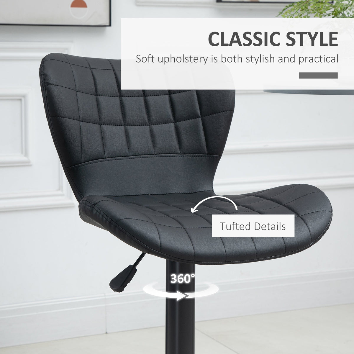 Avion Counter/Barstools with Adjustable Height and Swivel-Set of 2-Black