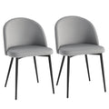 Dylan Set of 2 Mid-Back Velvet-Touch Dining Chairs-Grey