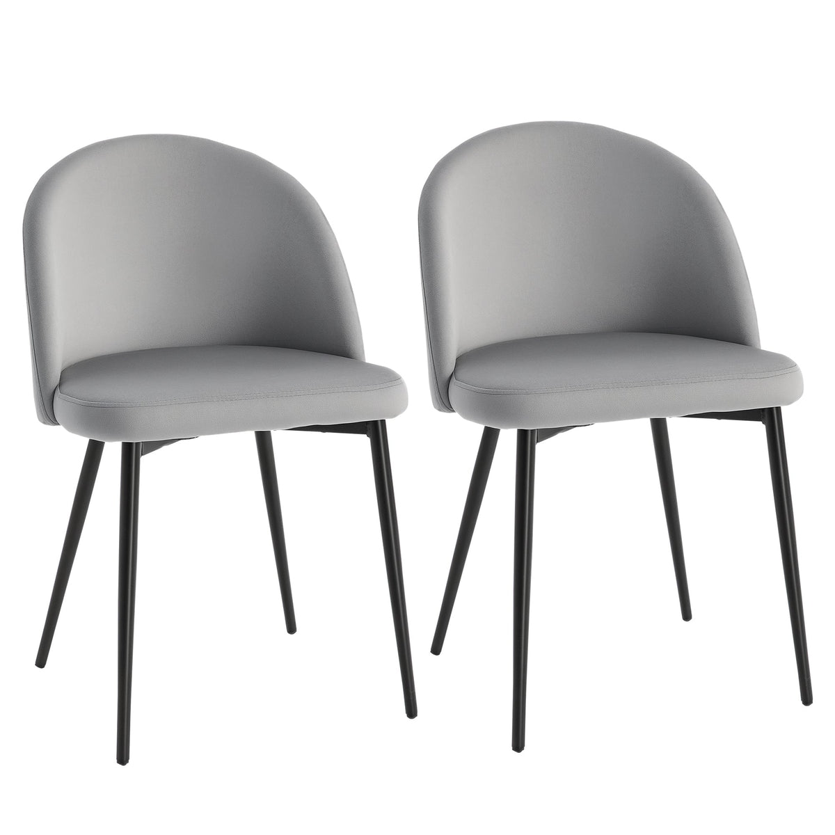 Dylan Set of 2 Mid-Back Velvet-Touch Dining Chairs-Grey