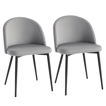 Dylan Set of 2 Mid-Back Velvet-Touch Dining Chairs-Grey