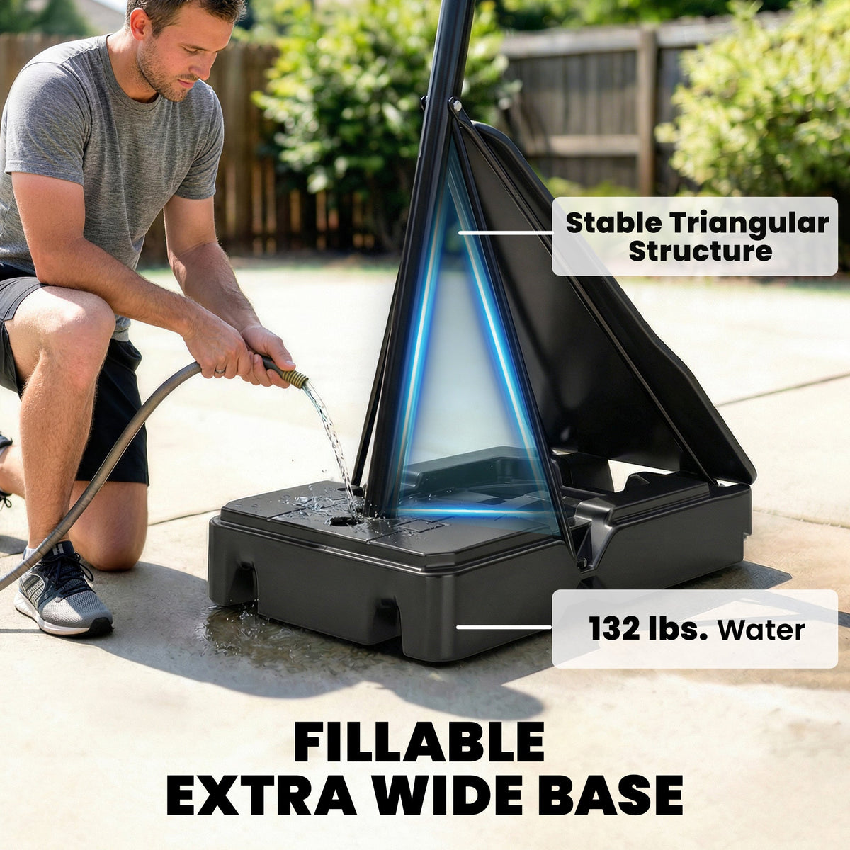 Portable Basketball Hoop Height Adjustable 8-10 Ft with 47" Shatterproof Backboard, Shock Absorbent Rim, Fillable Base