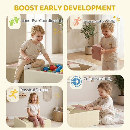 Toddlers Climbing Toys, 9-Piece Foam Climbing Blocks with Tangram Play, Washable Covers for Crawling or Ball Pit Play