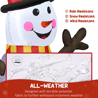 6FT Christmas Inflatables Snowman & Penguins with LED Lights and Flashing Projector Light, Blow Up Inflatable Decoration