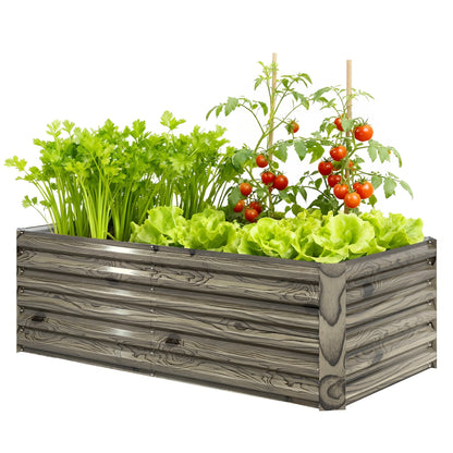 6' x 3' x 2' Raised Garden Bed, Galvanized Planter Box for Growing Flowers, Herbs and Vegetables, Brown
