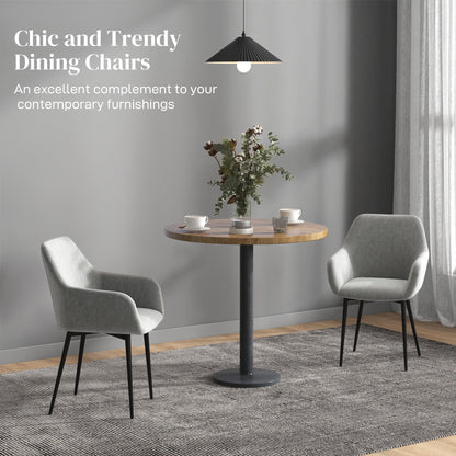 Dining Chairs Set of 2, Velvet-look Fabric Upholstered Kitchen Chairs with Backrest, Armrests and Steel Legs, Cream White