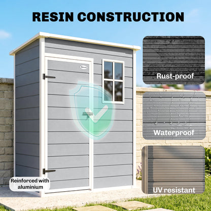 5 x 3FT Garden Shed with Floor, Outdoor Storage Shed with Lockable Door, Window and Vent for Backyard, Patio, Dark Grey
