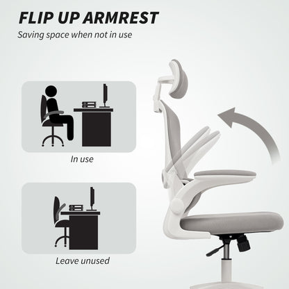 Ergonomic Mesh Office Chair, High Back Desk Chair with Rotatable Headrest, Flip-Up Armrests, Lumbar Support, Black