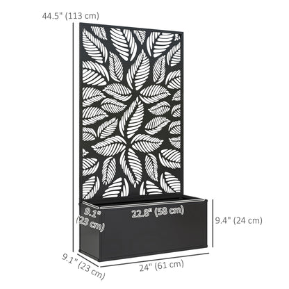 Metal Raised Garden Bed with Privacy Panel, Freestanding or Wall Mounted Outdoor Planter Box for Garden, Patio
