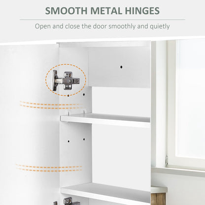 Bathroom Mirror Cabinet, Wall-Mounted Storage Organizer with Double Doors, Adjustable Shelf, White