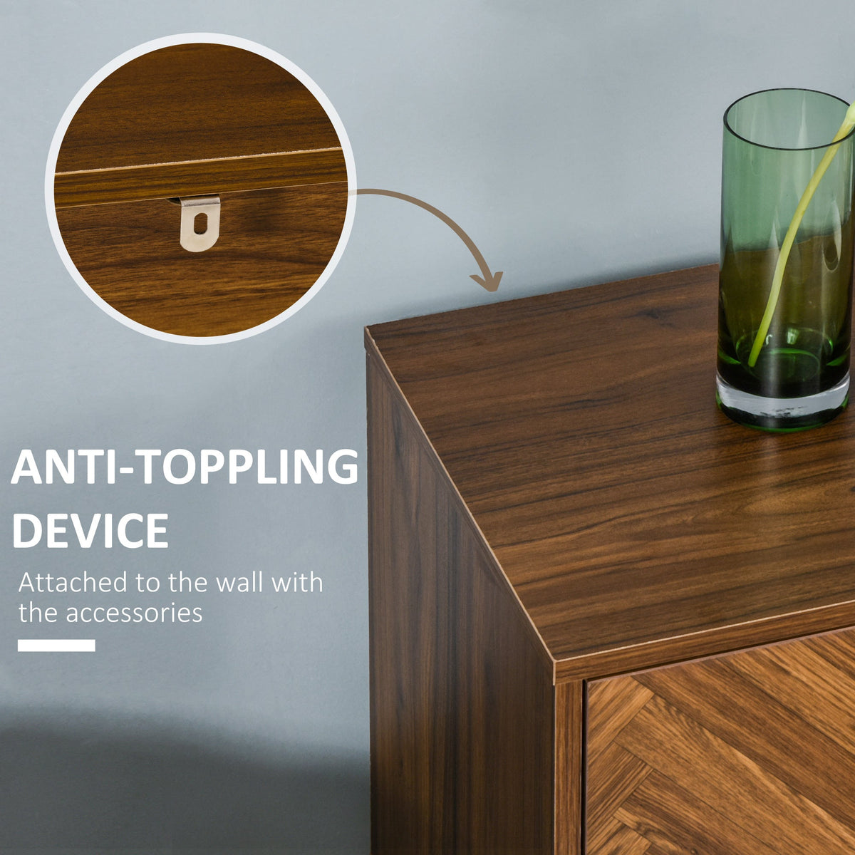 Erik Nightstand with 2 Drawers and Steel Legs-Walnut Brown