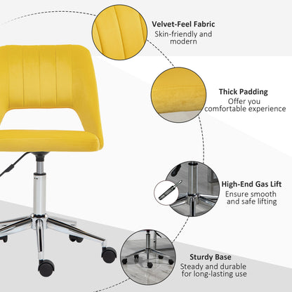 Mid Back Office Chair Velvet Fabric Swivel Scallop Shape Computer Desk Chair, Green
