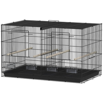 18" H Bird Cage, Large Parakeet Cage for Budgie, Lovebird, Canary, Finches with Divider, Black