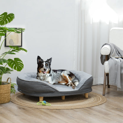 Pet Sofa Bed for Large Dogs with Removable Cushion, Washable Cover, Anti-slip Foot Pads, Grey