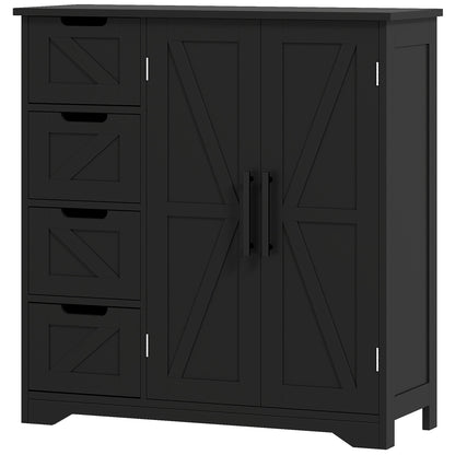Bathroom Floor Cabinet, Farmhouse Bathroom Storage Cabinet with Adjustable Shelf, Black