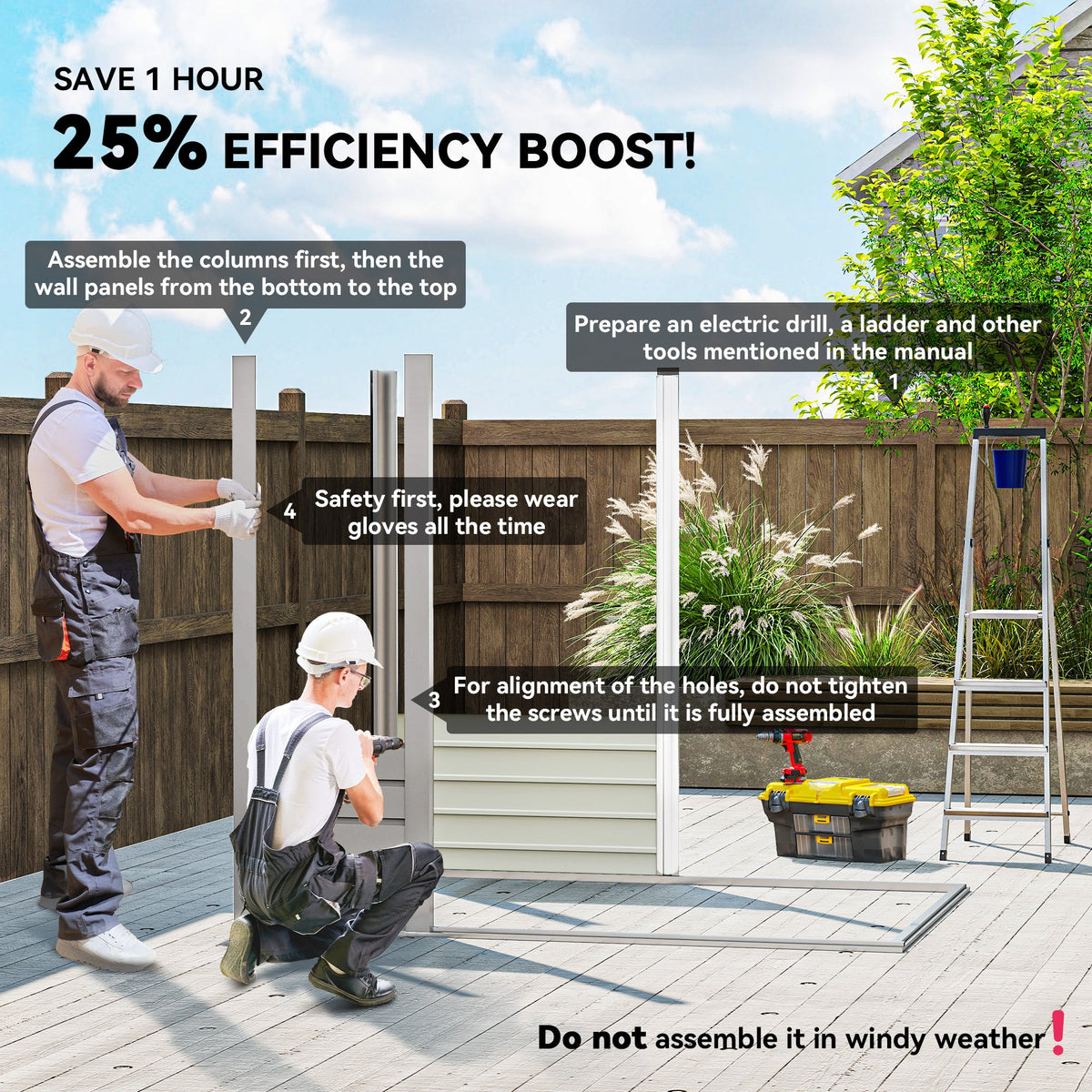 6 x 4FT Galvanized Garden Storage Shed, Metal Outdoor Shed with Double Doors and 2 Vents, Grey