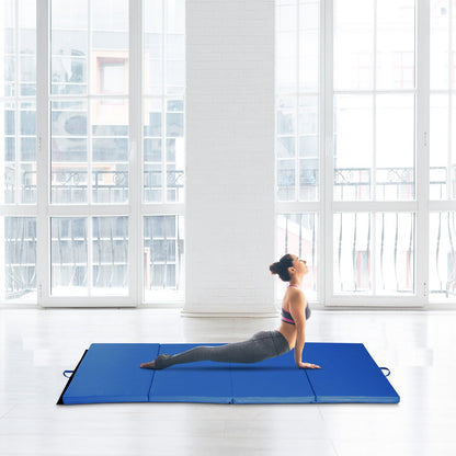 4'x8'x2" Folding Gymnastics Tumbling Mat, Exercise Mat with Carrying Handles for Yoga, MMA, Martial Arts, Stretching, Core Workouts, Light Blue