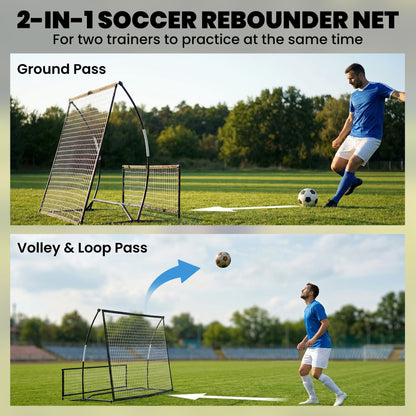2-in-1 Portable Soccer Rebounder Net, Dual-Sided and Foldable Bounce Back Net with Carry Bag for Soccer Baseball