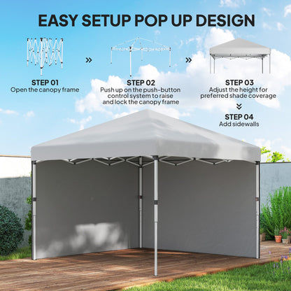 10' x 10' Pop Up Canopy with Sidewalls, Roller Bag, Height Adjustable Instant Tent for Outdoor, Garden, Patio, Black