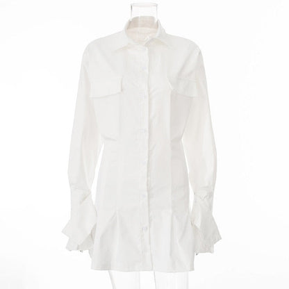 Double Pocket Dress Shirt Dress