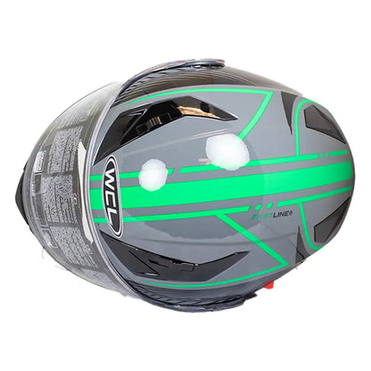 West Coast Leather Black and Green Leather Biker Helmet