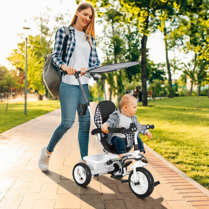 6 in 1 Kids Tricycle with Removable Handlebar and Canopy, Navy Blue