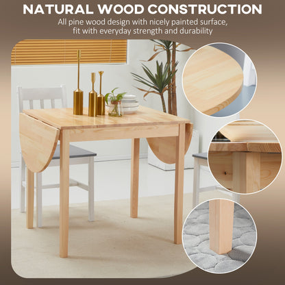 Solid Wood Kitchen Table, Drop Leaf Tables for Small Spaces, Folding Dining Table, Black
