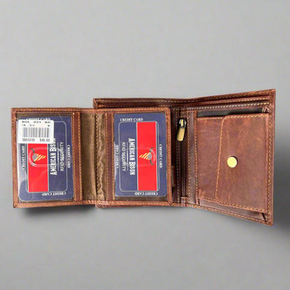 Men’s Bifold Flipout Cow Leather Wallet
