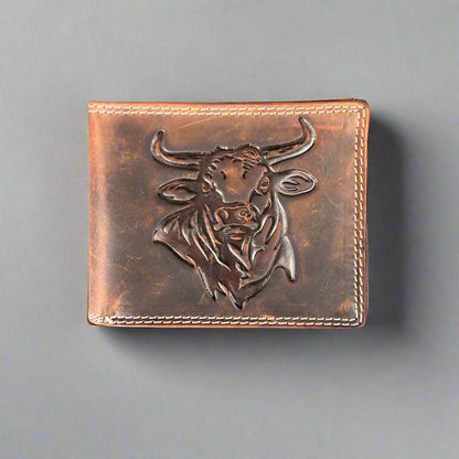 Men’s Steer Embossed Bifold Leather Wallet