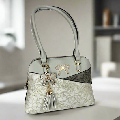 Temptation Italy Faux Leather 2-Handle Bag with Floral Design