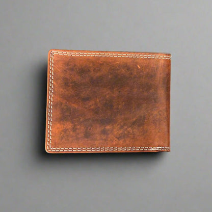 Men’s Cow Leather Eagle Embossed Bifold Wallet