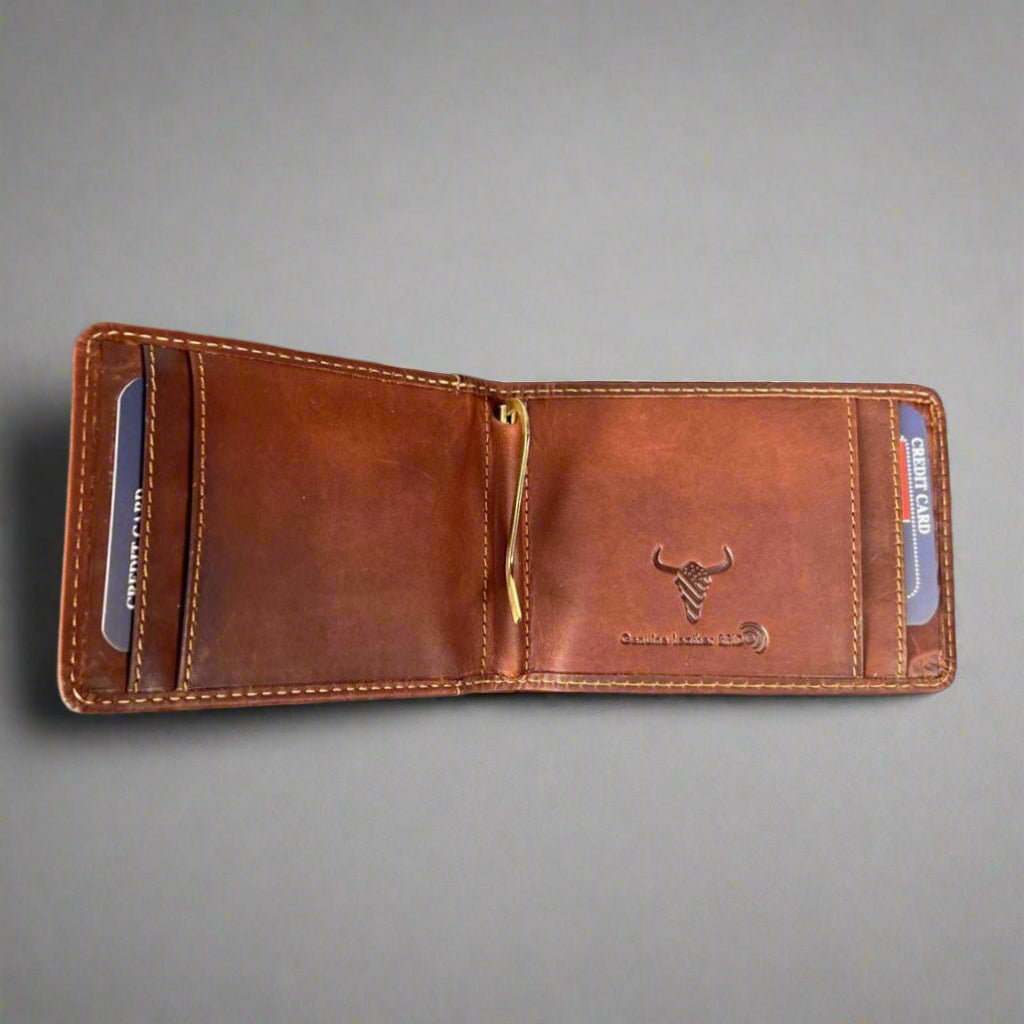 Men’s Cow Leather Money Clip with RFID Protection