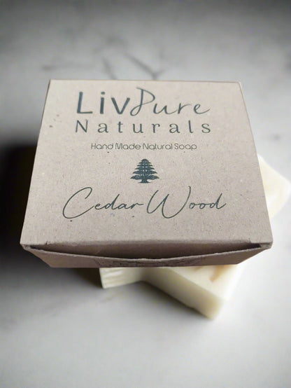 Cedar Wood-Olive Oil Soap | Woodsy Face & Body Bar with Gentle Exfoliation | Organic and Natural Bar Soap