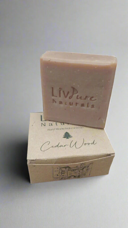 Cedar Wood-Olive Oil Soap | Woodsy Face & Body Bar with Gentle Exfoliation | Organic and Natural Bar Soap