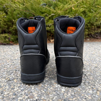 Men's Sneaker Biker Boots. Black Cowhide Leather with Lace-Up & Side Zip