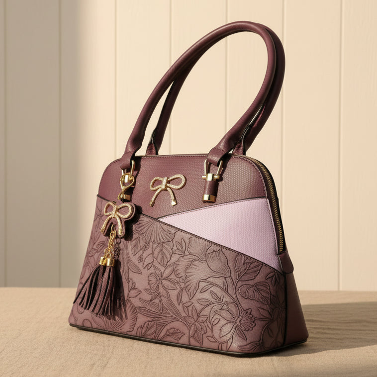 Temptation Italy Faux Leather 2-Handle Bag with Floral Design