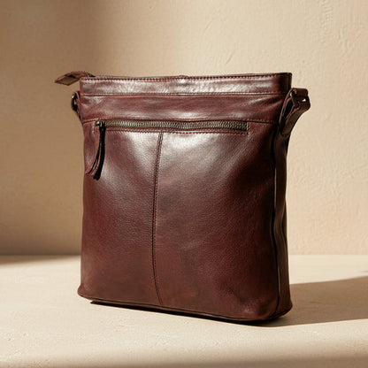MET Premium Cow Leather Crossbody Bag with Chain Zipper Detail