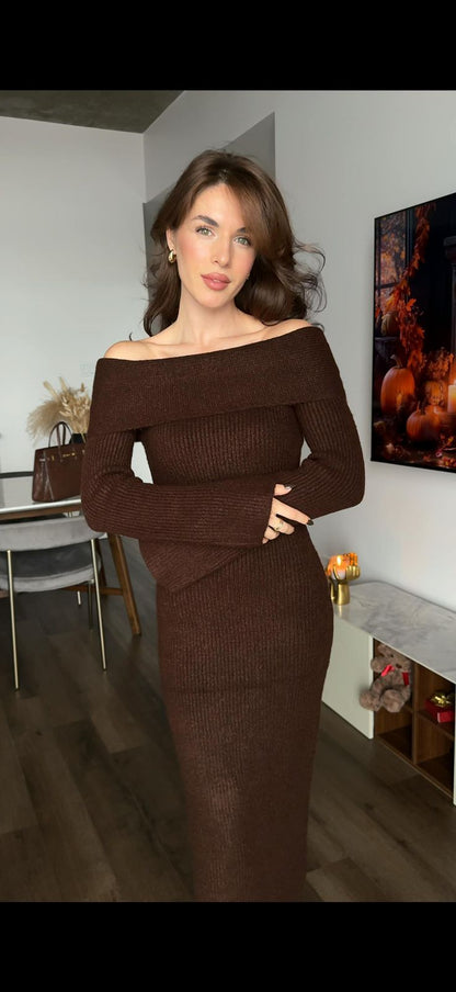 Cocoa Elegance Maxi Dress