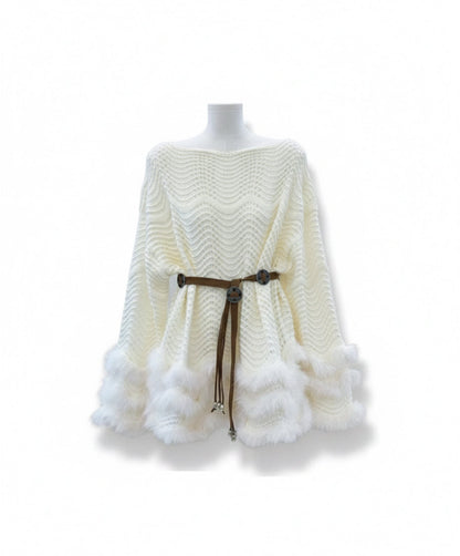 Fur Belted Mini Dress