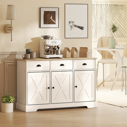 46.5" Buffet Cabinet, Farmhouse Sideboard with 3 Barn Doors and 3 Drawers for Living Room, Kitchen, Black