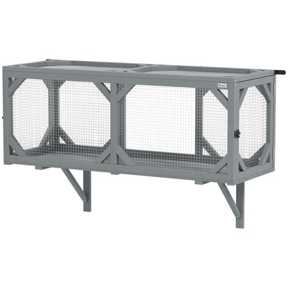 Cat Tunnel, Wooden Catio Outdoor Cat Enclosure with 2 Doors and Extendable Design, Wall-Mounted Pet Run