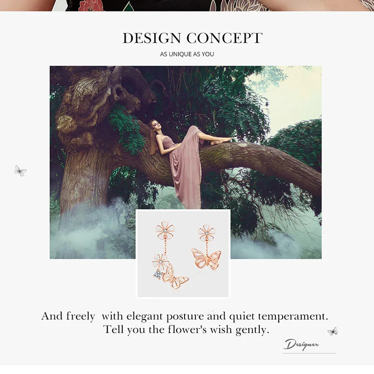 Delicate Beauty: Korean Style 925 Sterling Silver Butterfly and Flower Choker Necklace