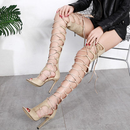 Thigh High Peep Toe Stiletto