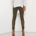 Front Lace Suede Pants