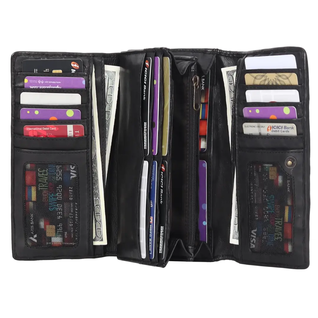 MET Women's Leather Basket Weave Wallet