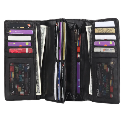 MET Women's Leather Basket Weave Wallet