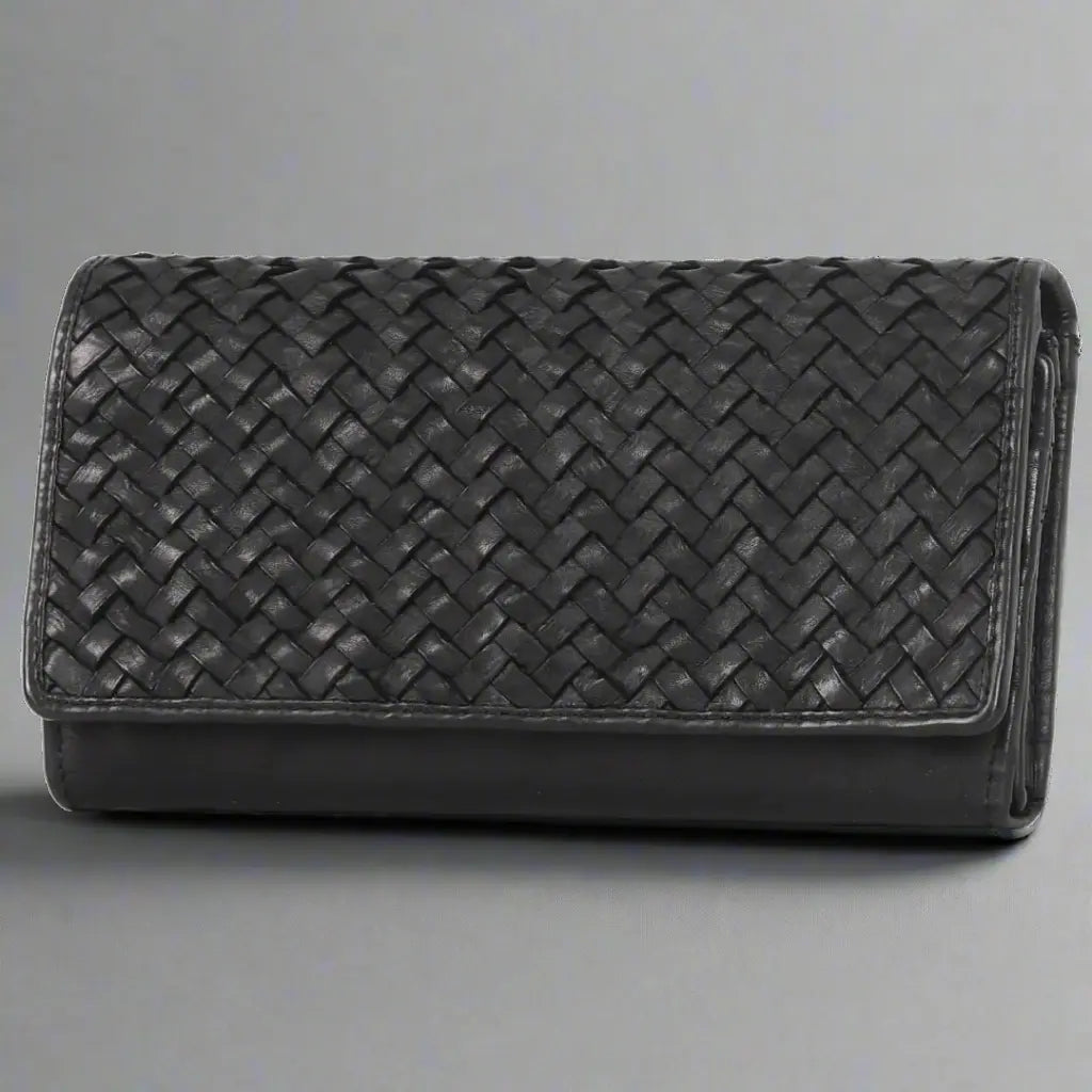 MET Women's Leather Basket Weave Wallet