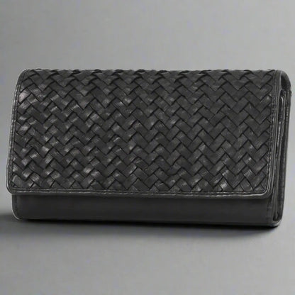MET Women's Leather Basket Weave Wallet