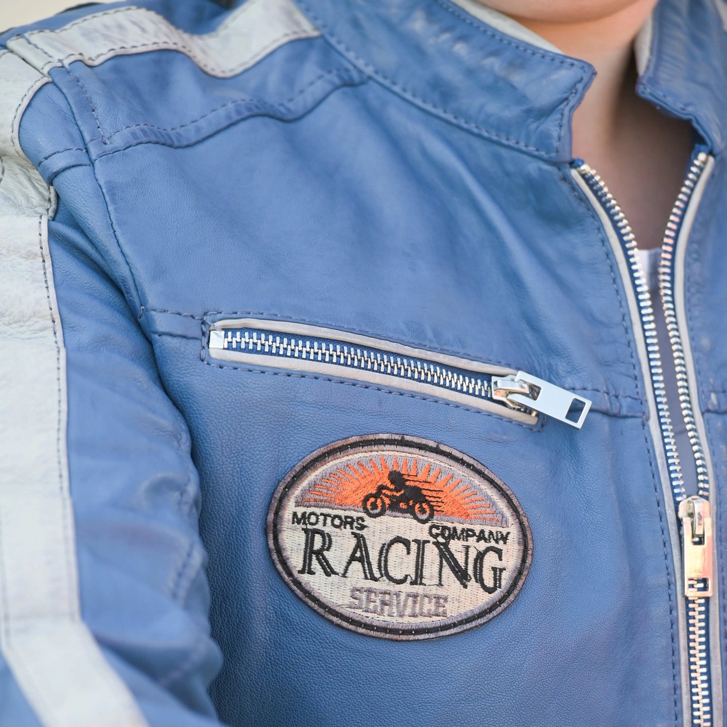Women's Leather Jacket with Patches