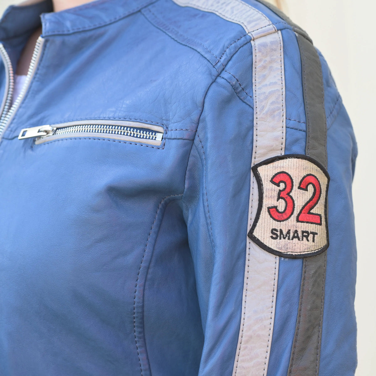 Women's Leather Jacket with Patches